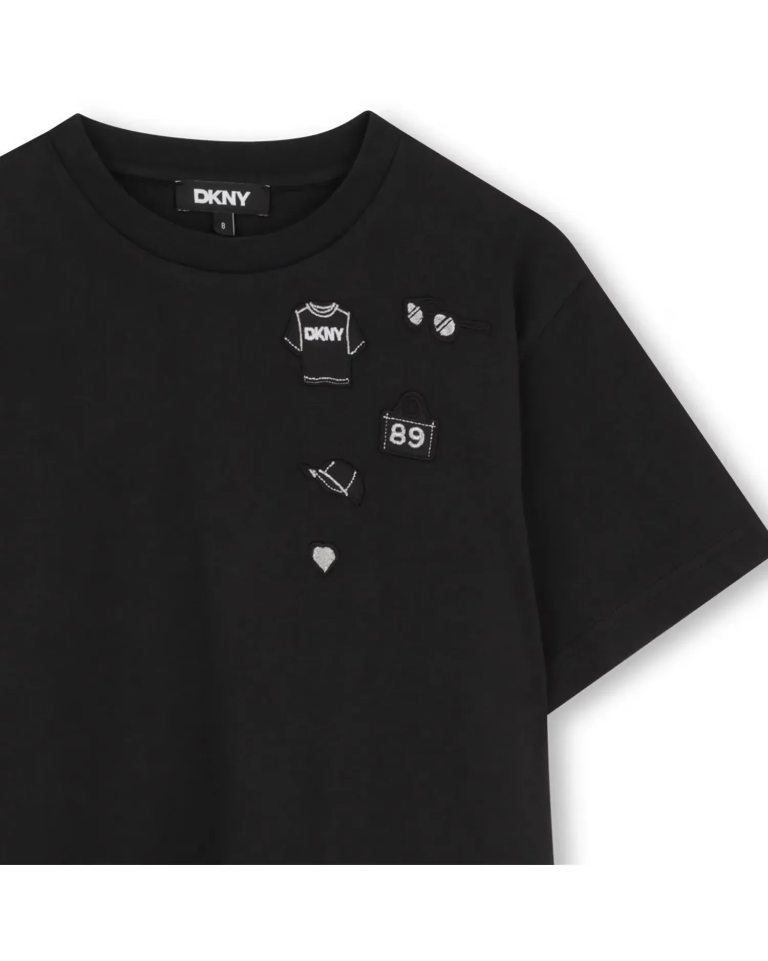 Платье для девочки из гладкого хлопка DKNY, черный — фото 2