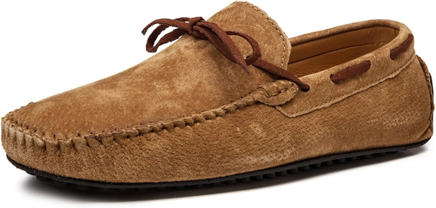 Мокасины кожаные замшевые Brown Khwfjas