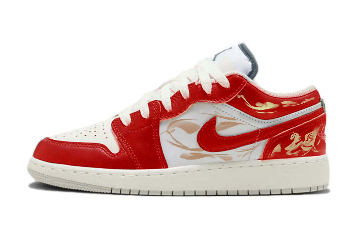 Jordan Детские баскетбольные кроссовки Air 1 Low SE Red Gold Phantom Horse с противоскользящей подошвой и дышащим верхом — фото 3