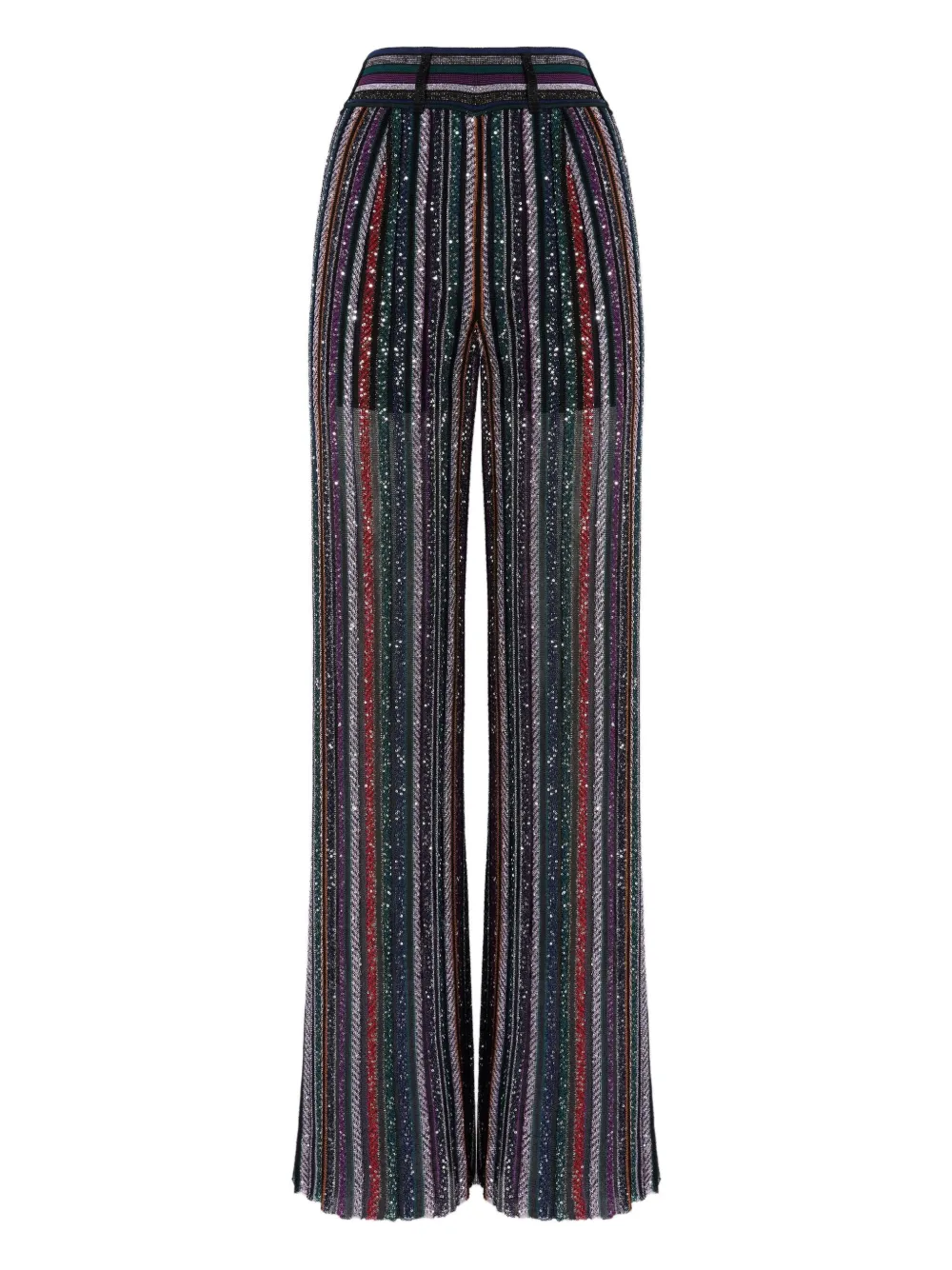 

Брюки в полоску «елочка», украшенные пайетками Missoni, черный