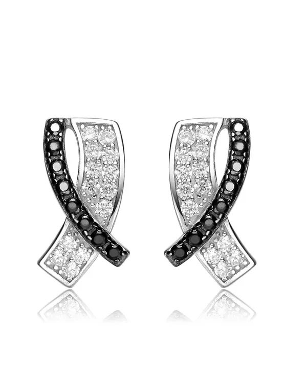 

Серьги-Гвоздики из стерлингового серебра с черным покрытием и покрытием из белого золота с прозрачными и черными кубическими цирконами Genevive, white