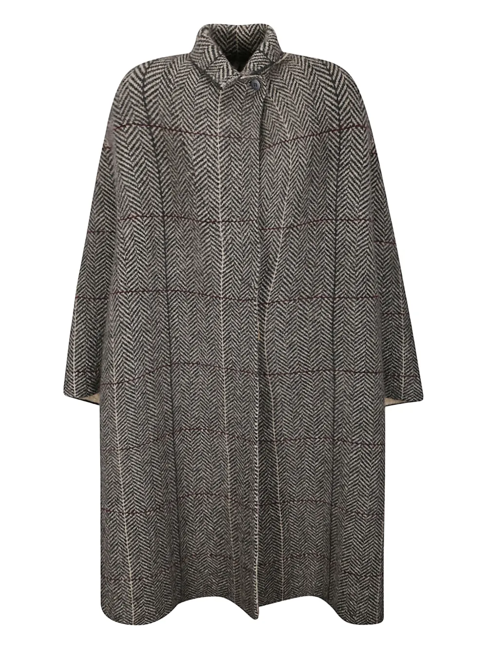 

Двубортное пальто в клетку «елочка» Boboutic, серый