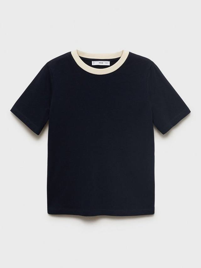 

Футболка Contri Cotton с контрастным воротником Mango, Navy