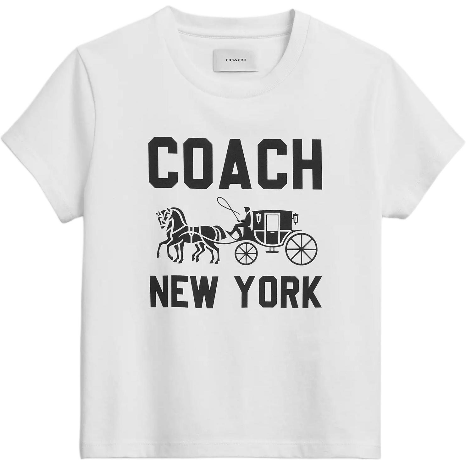

COACH Обычная футболка женская белая, Белый, COACH Обычная футболка женская белая