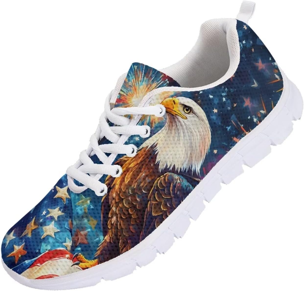 

Женские и мужские кроссовки для бега, модные кеды, легкие спортивные кроссовки для фитнеса и тренировок, для тенниса, бега и походов Getelinseng, American Flag Bold Eagle Print