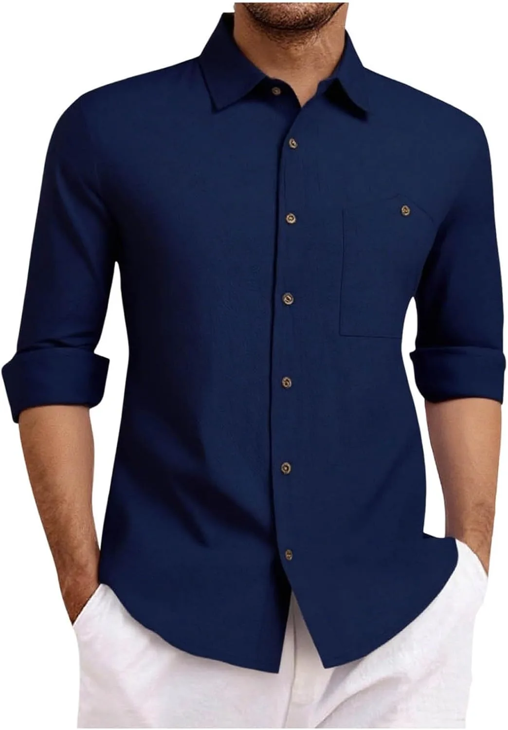 

Кардиган мужской с воротником-стойкой из льна