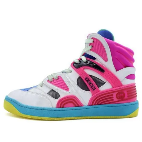 Кроссовки basket high 'white pink blue' Gucci, белый