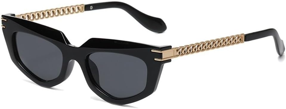 

Квадратные коричневые солнцезащитные очки для женщин и мужчин, золотистая оправа с металлической цепочкой, ретро-стиль, повседневные солнцезащитные очки с защитой от УФ-излучения UV400 WNCKSQ, Black