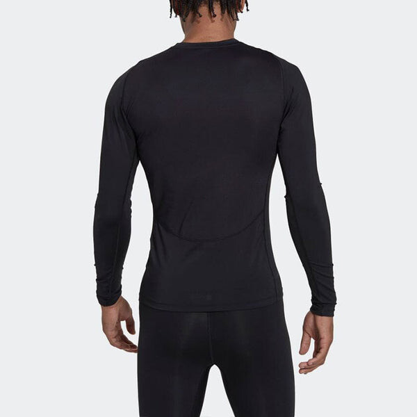 Футболка Men's adidas Solid Color Logo Slim Fit Sports Training Long Sleeves Black T-Shirt, черный — фото 3