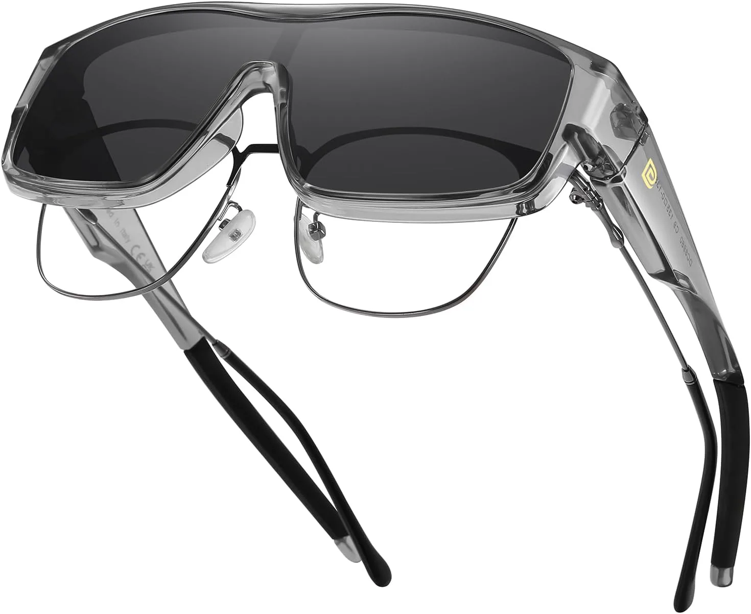 

Поляризованные спортивные солнцезащитные очки DUCO для мужчин и женщин, облегающие очки, подходят для езды на велосипеде и рыбалки, B Transparent Gray Frame Gray Lens