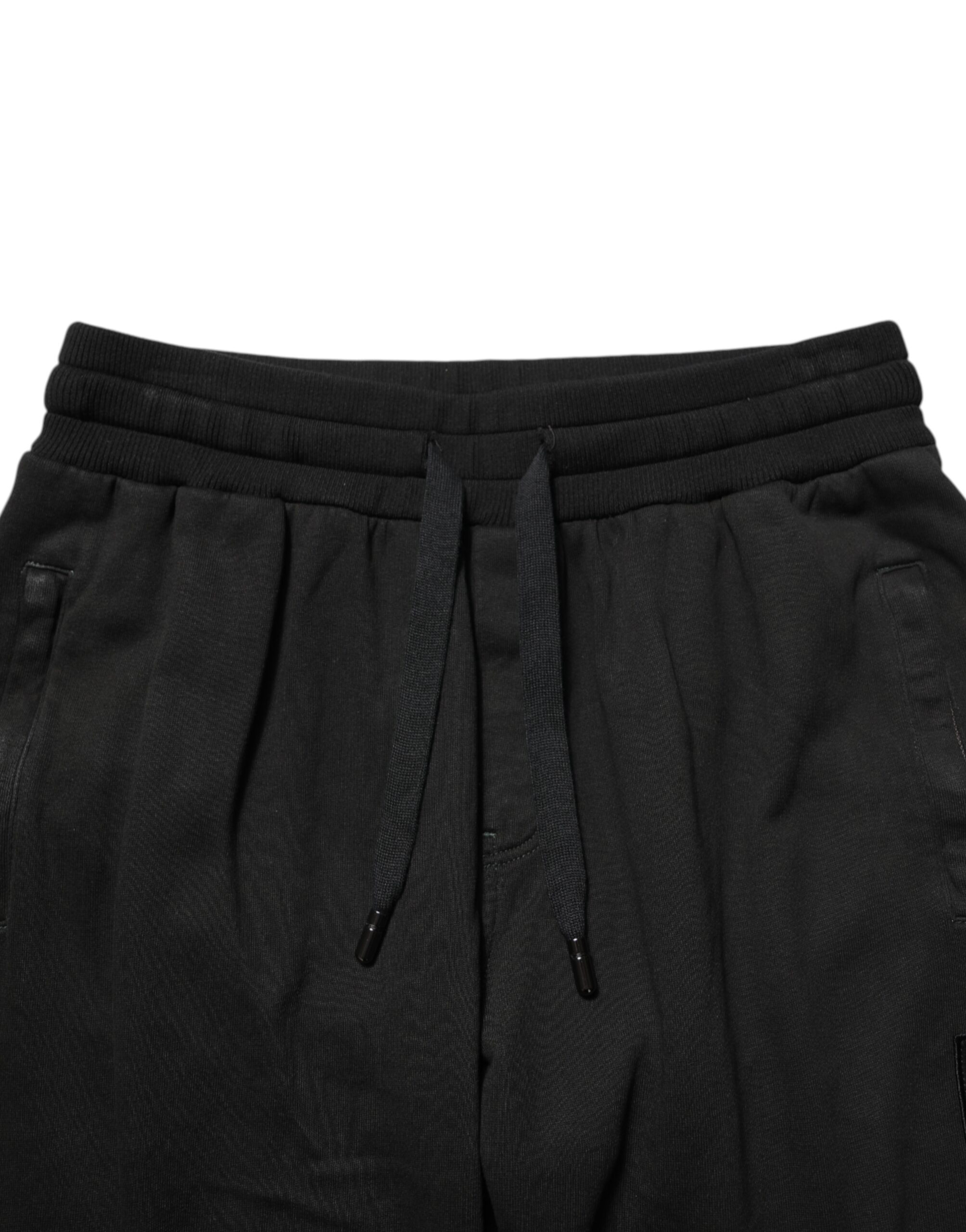 Черные хлопковые мужские спортивные брюки с логотипом DG Dolce & Gabbana, черный — фото 4