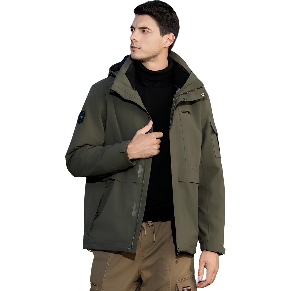 

Jeep Водонепроницаемая и ветрозащитная утепленная ветровка Men's, Dark Army Green