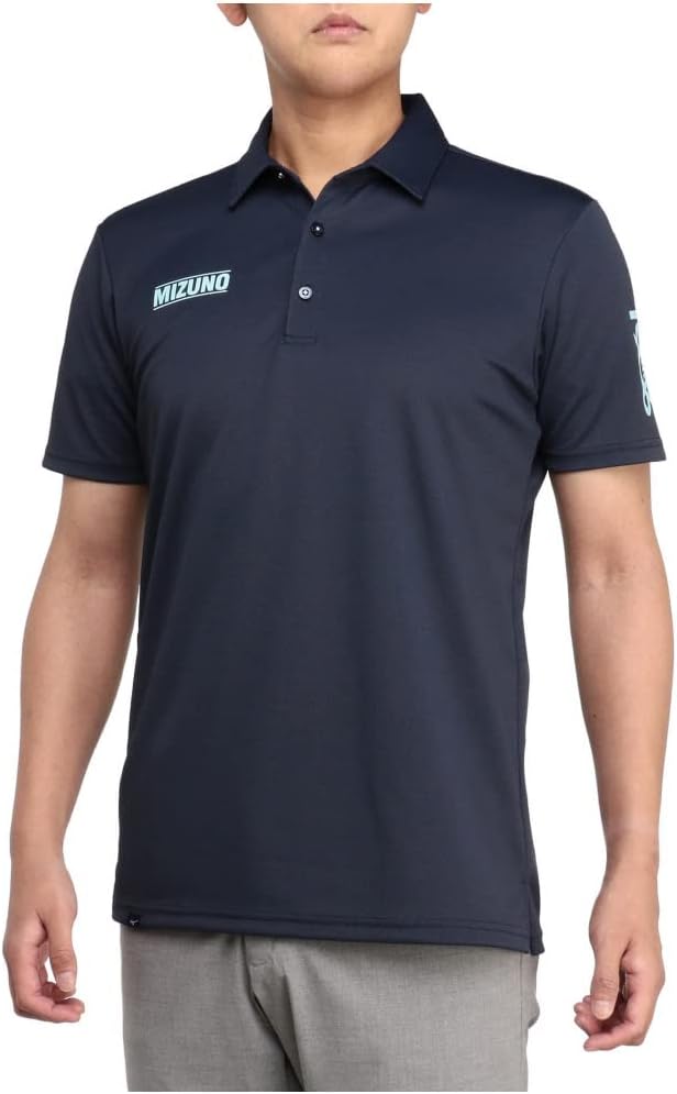 

Мужская рубашка Mizuno E2MAA025 Ice Touch с коротким рукавом и воротником-стойкой, приятная на ощупь, эластичная, рубашка с коротким рукавом, для гольфа, темно-синий