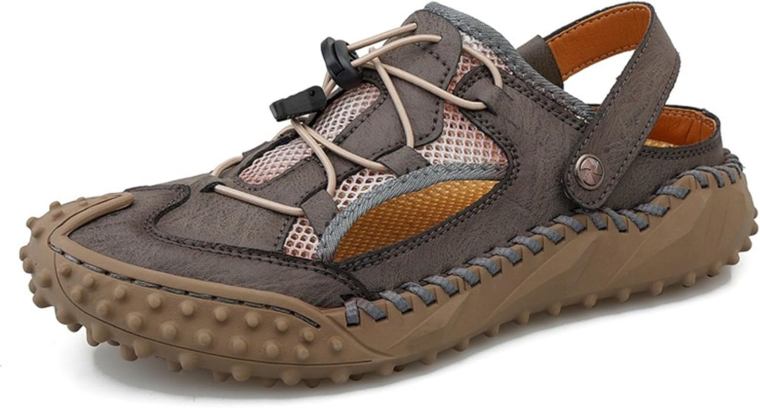 

Мужские спортивные сандалии для активного отдыха, походные сандалии с закрытым носком, кожаные спортивные сандалии для троп Abborora, серый