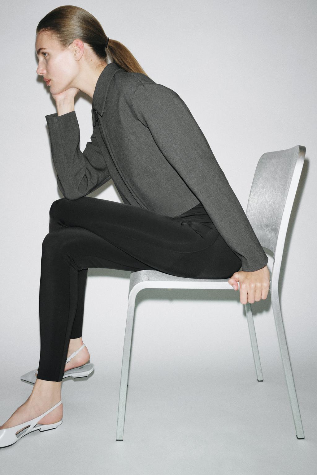 

Укороченный жакет ZARA, цвет FROSTED GRAY