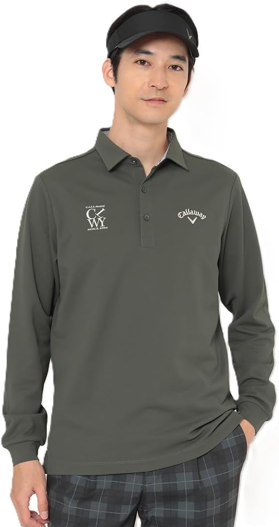 

Мужская рубашка-поло с длинным рукавом Callaway C25233100, классическая, простая, влагоотводящая, быстросохнущая, с защитой от УФ-излучения, для игры в гольф, хаки