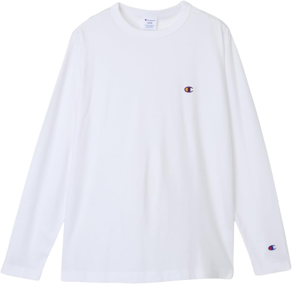 

Мужская футболка с длинным рукавом Champion, круглый вырез, 100% хлопок, вышитый логотип, базовая модель, C8-X408, белый/фиолетовый