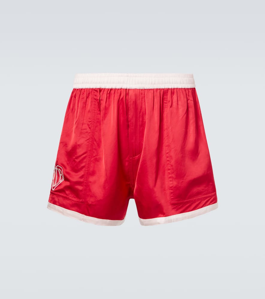 

Шорты из сатина с вышивкой Heart Deco Bode, Red