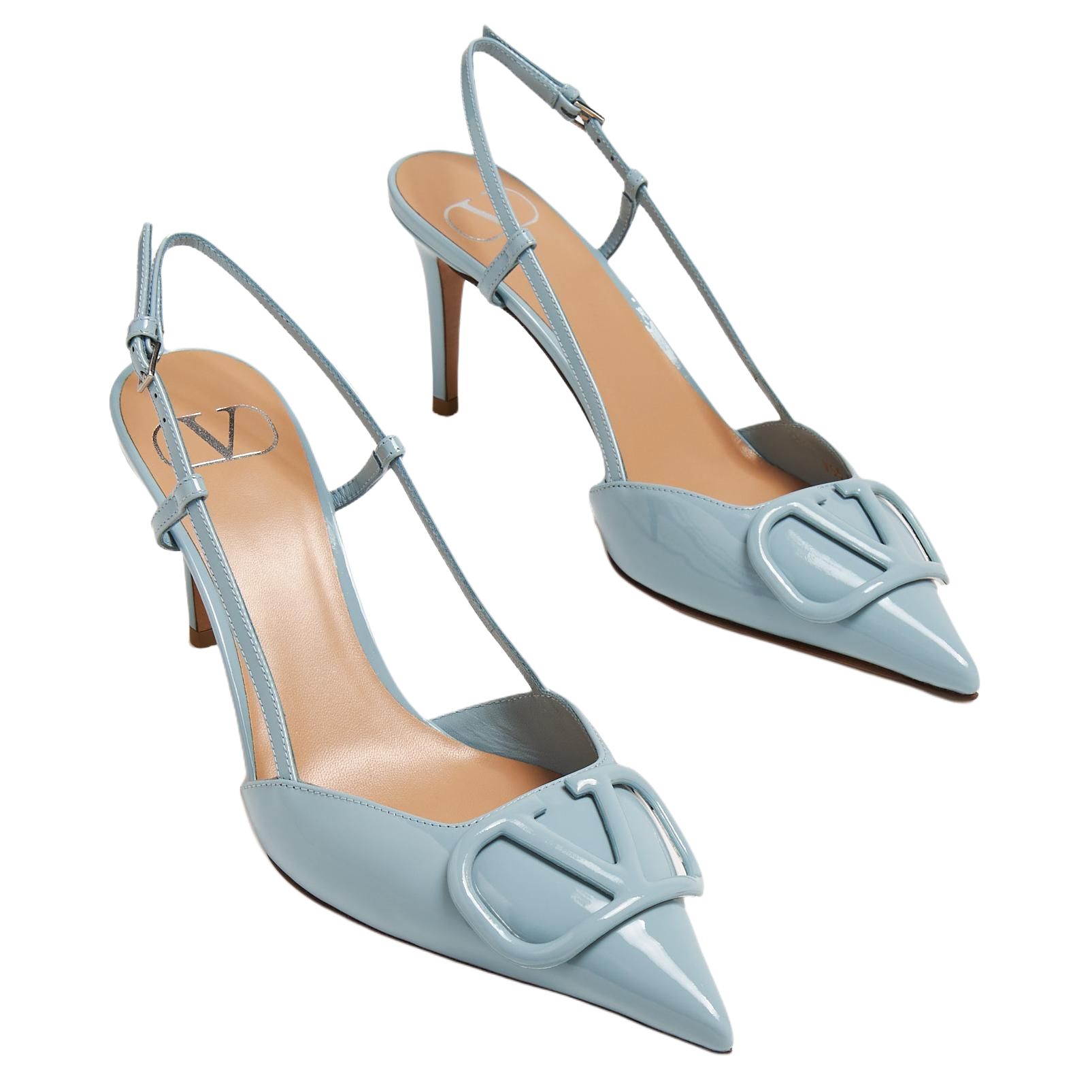Vlogo Signature Slim Heel Высокие каблуки 8 см Женские Светло-голубые Valentino — фото 2