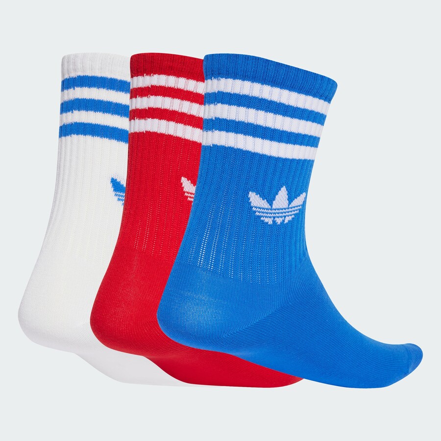 Носки ADIDAS ORIGINALS 3-Stripes Crew 3 Pairs, Royal blue/Cranberry/White — фото 2