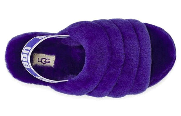 Сандалии пушистые да слайд минималистичные толстая подошва Ugg, фиолетовый — фото 4