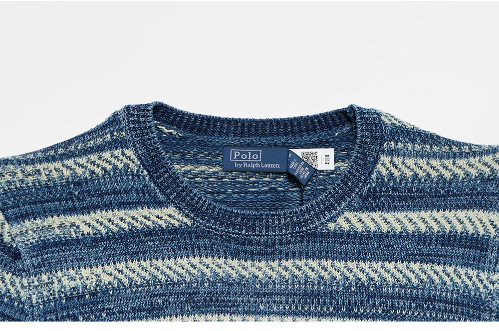 Мужской хлопковый свитер в полоску с коротким рукавом от Polo Ralph Lauren — фото 4