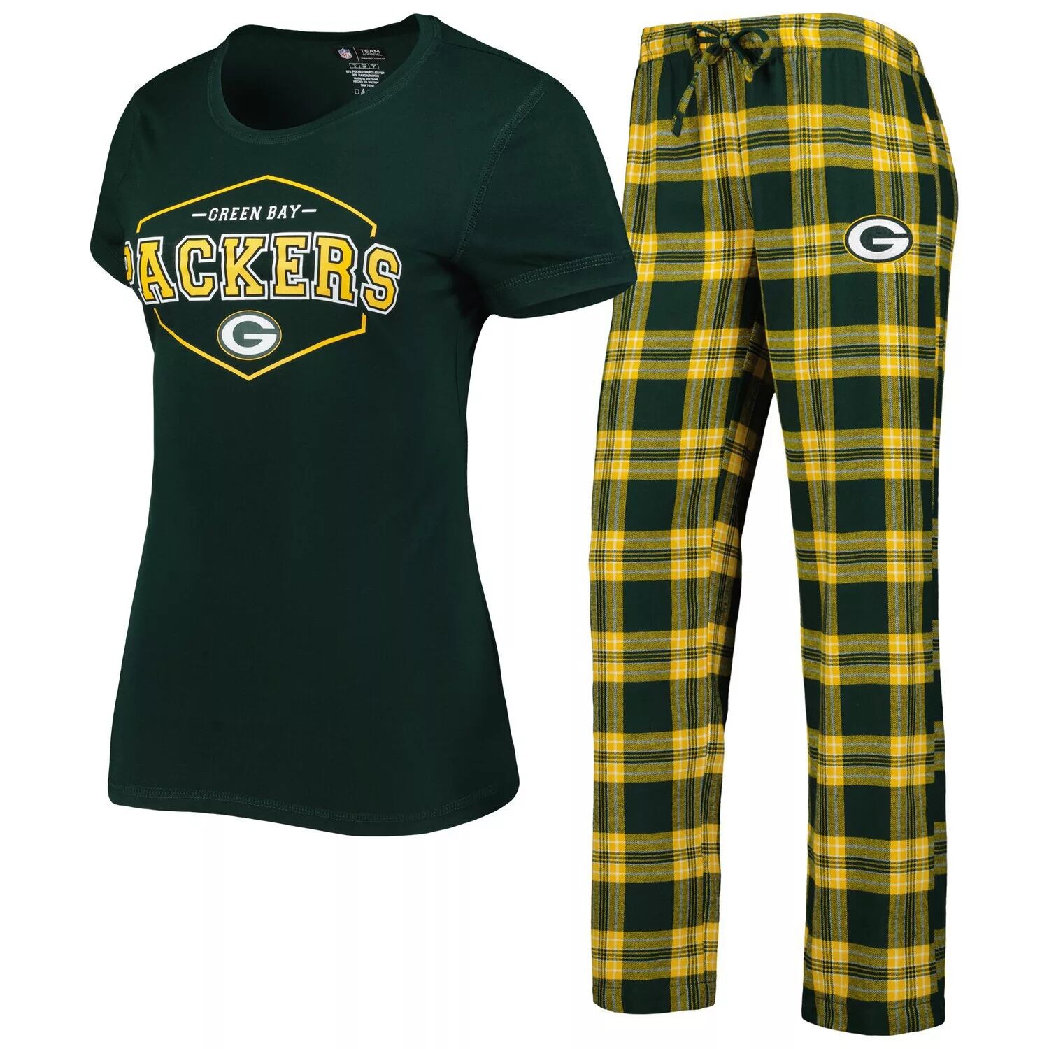 

Женский комплект для сна, футболка и брюки со значком Green Bay Packers зеленого/золотого цвета Concepts Sport, футболка и брюки, Зеленый, Женский комплект для сна, футболка и брюки со значком Green Bay Packers зеленого/золотого цвета Concepts Sport, футб