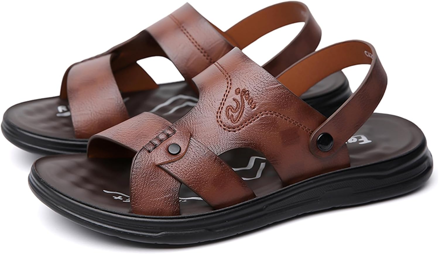 

Мужские сандалии для улицы и дома, пляжные, повседневные, кожаные, с легкой застежкой, подходят для спорта, мягкие Abborora, коричневый