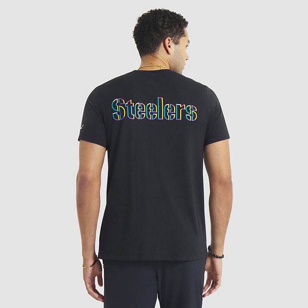 Мужская черная футболка pittsburgh steelers tall 2025 nfl crucial catch tri-blend dri-fit Nike — фото 3