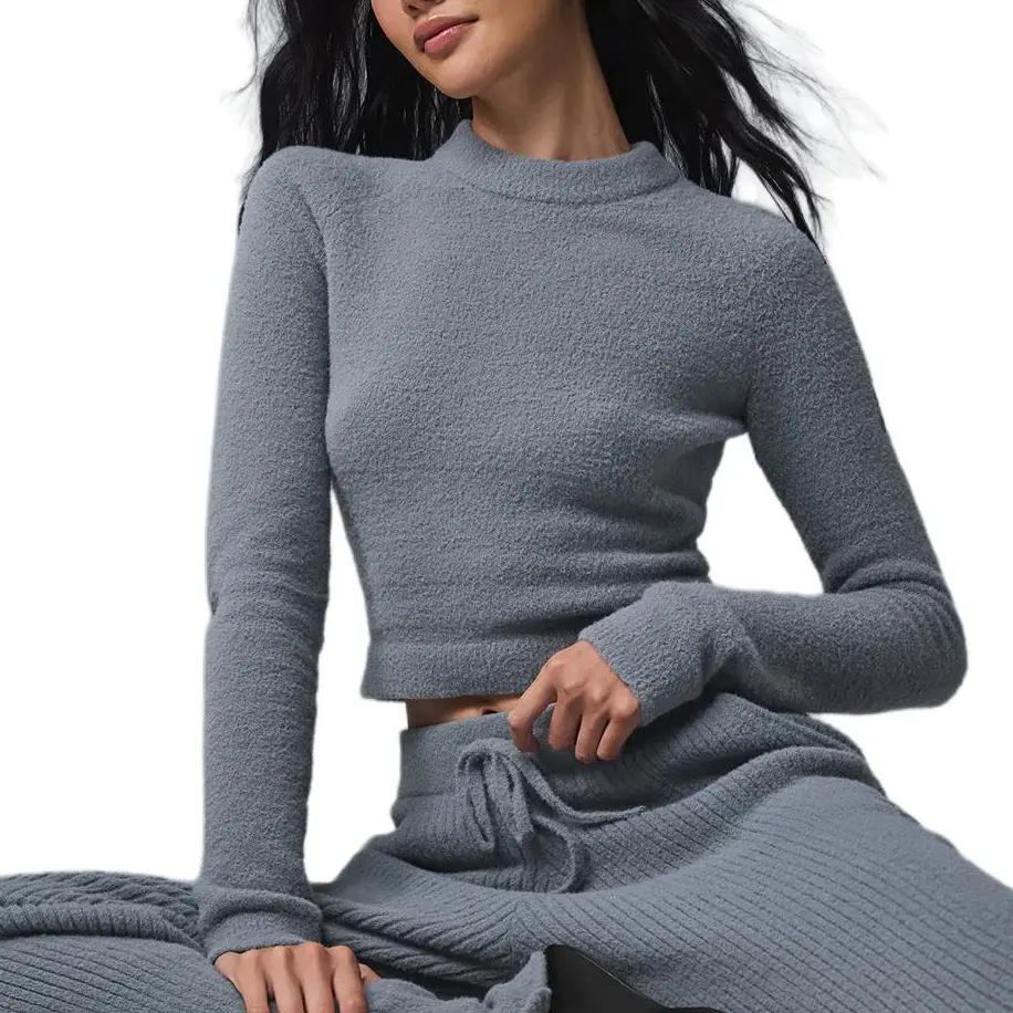 

Уютный свитер вязаный женский Alo Yoga, серый/серый