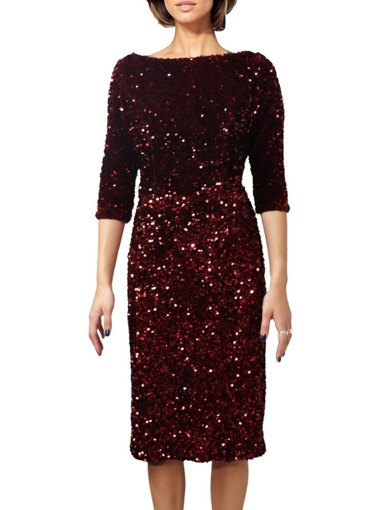 

Коктейльное платье-футляр миди с пайетками Rene Ruiz Collection, цвет Burgundy