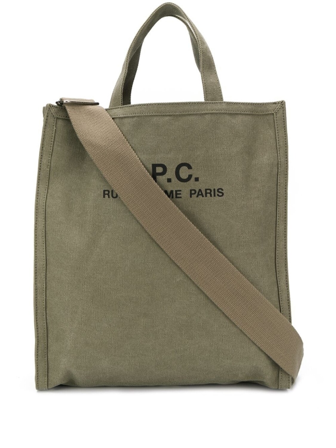 

A.P.C. парусиновая сумка-тоут с логотипом, зеленый