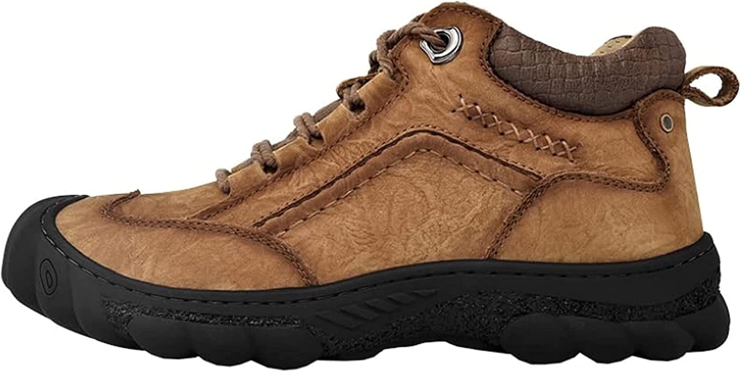 

Мужские теплые ботинки Yiozoi до щиколотки для работы, осенне-зимние прогулочные ботинки, удобная ежедневная обувь, повседневные кожаные ботинки для мужчин, хаки