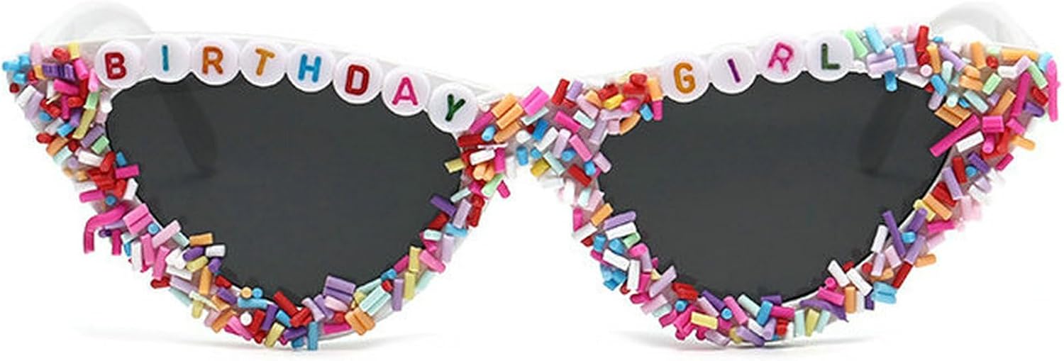 

COTIA 2025 Модные солнцезащитные очки «кошачий глаз» с буквами, для именинницы, для женщин, ручная работа, декоративные милые аксессуары для вечеринки в честь дня рождения, White