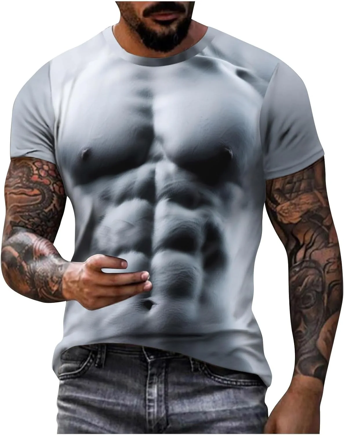 

Футболка с 3D-принтом Fake Abs для мужчин