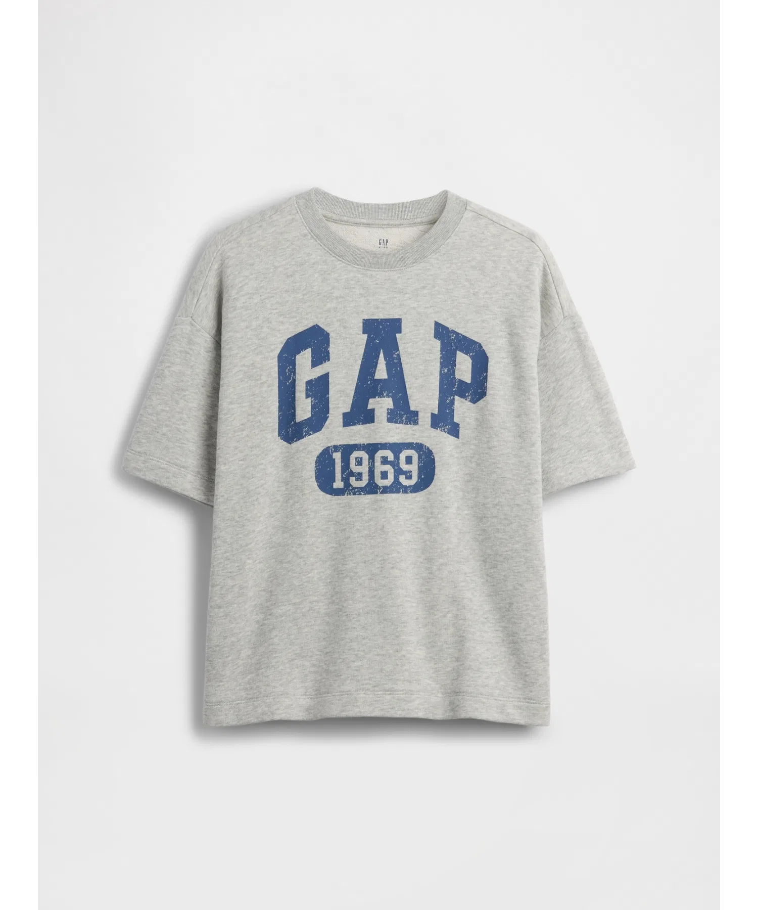 Детская футболка GAP French Terry Relax с логотипом серая