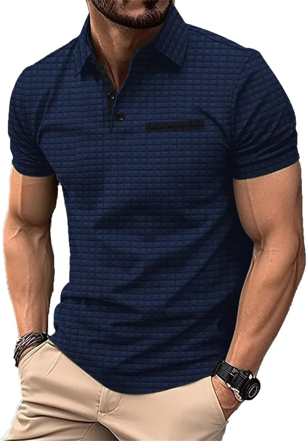 

Мужская поло с коротким рукавом, клетка, летняя KGKQHKQ