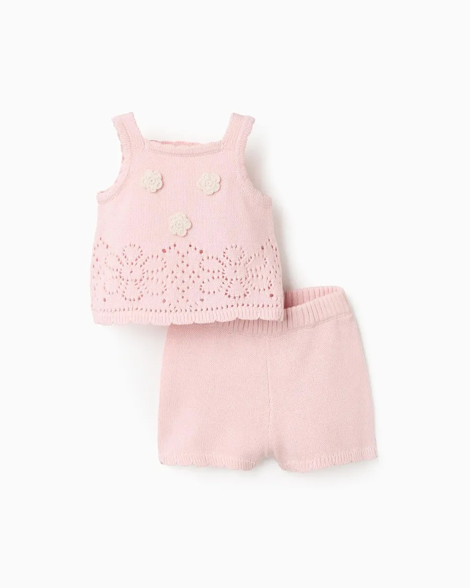 

Комплект для девочки из вязаной ткани с 3D-цветами Zippy