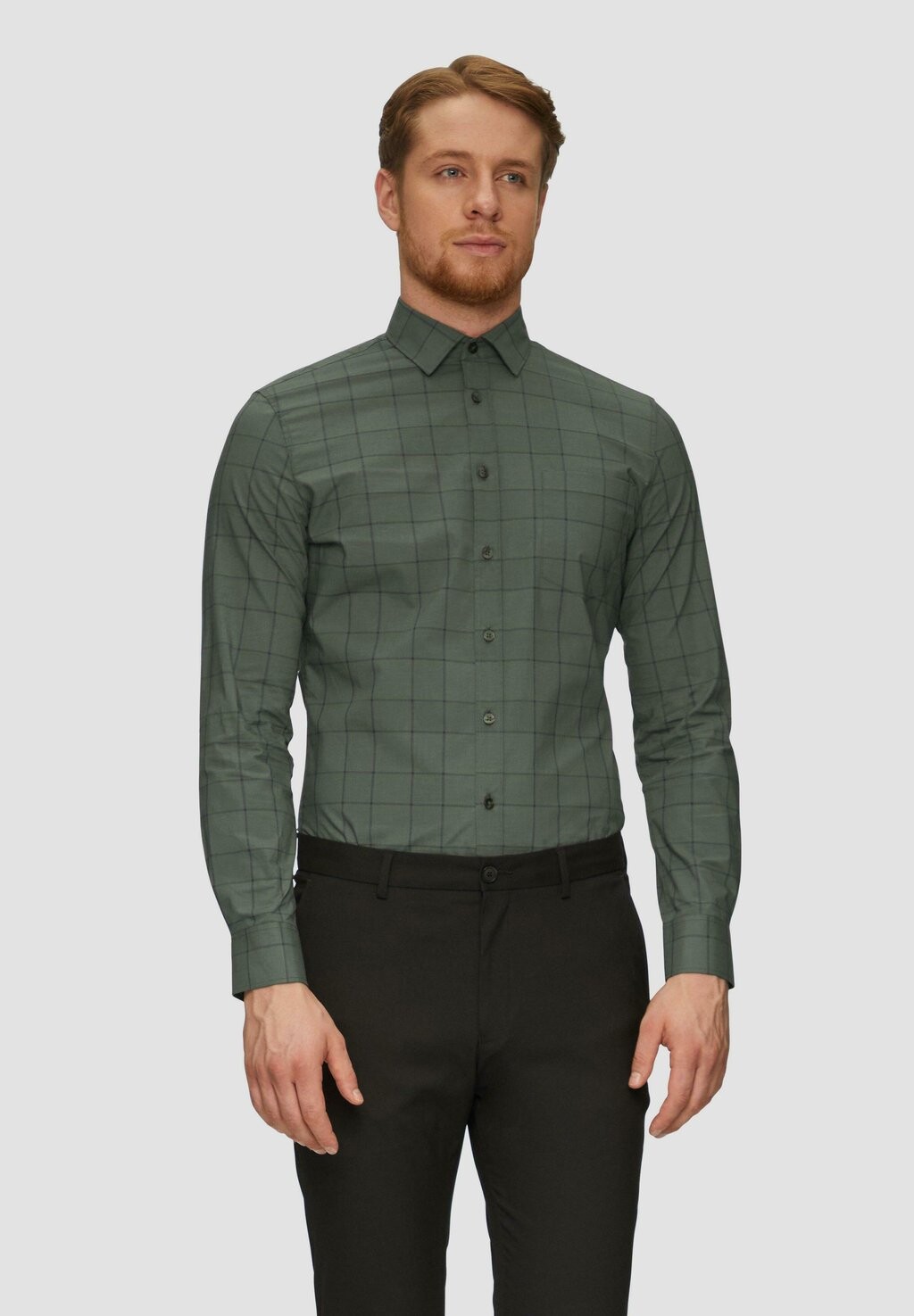 

Рубашка TAILORED FIT KARIERTES STRETCH s.Oliver BLACK LABEL, хаки