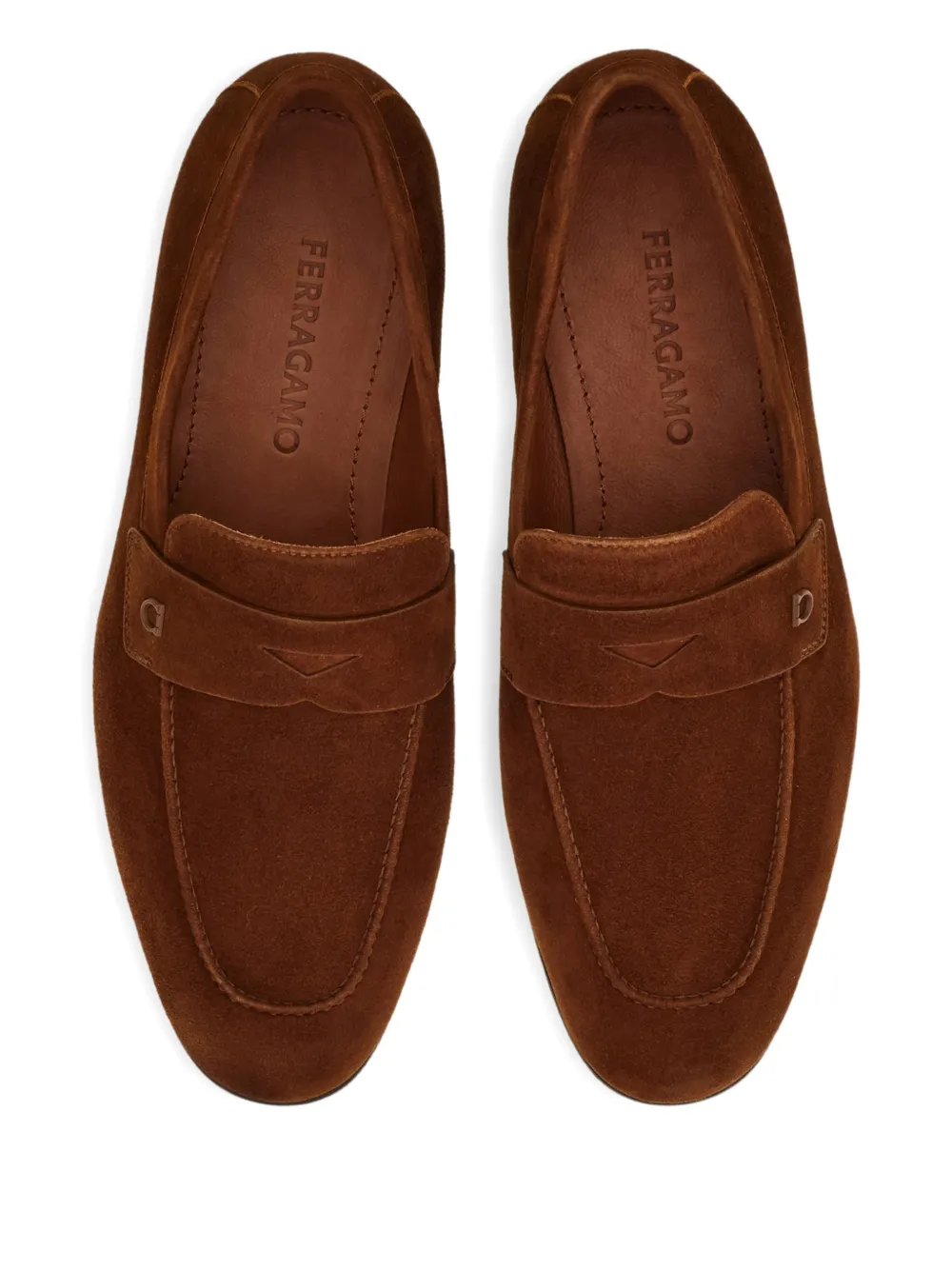 Пенни-лоферы с декором Gancini Ferragamo, коричневый — фото 4