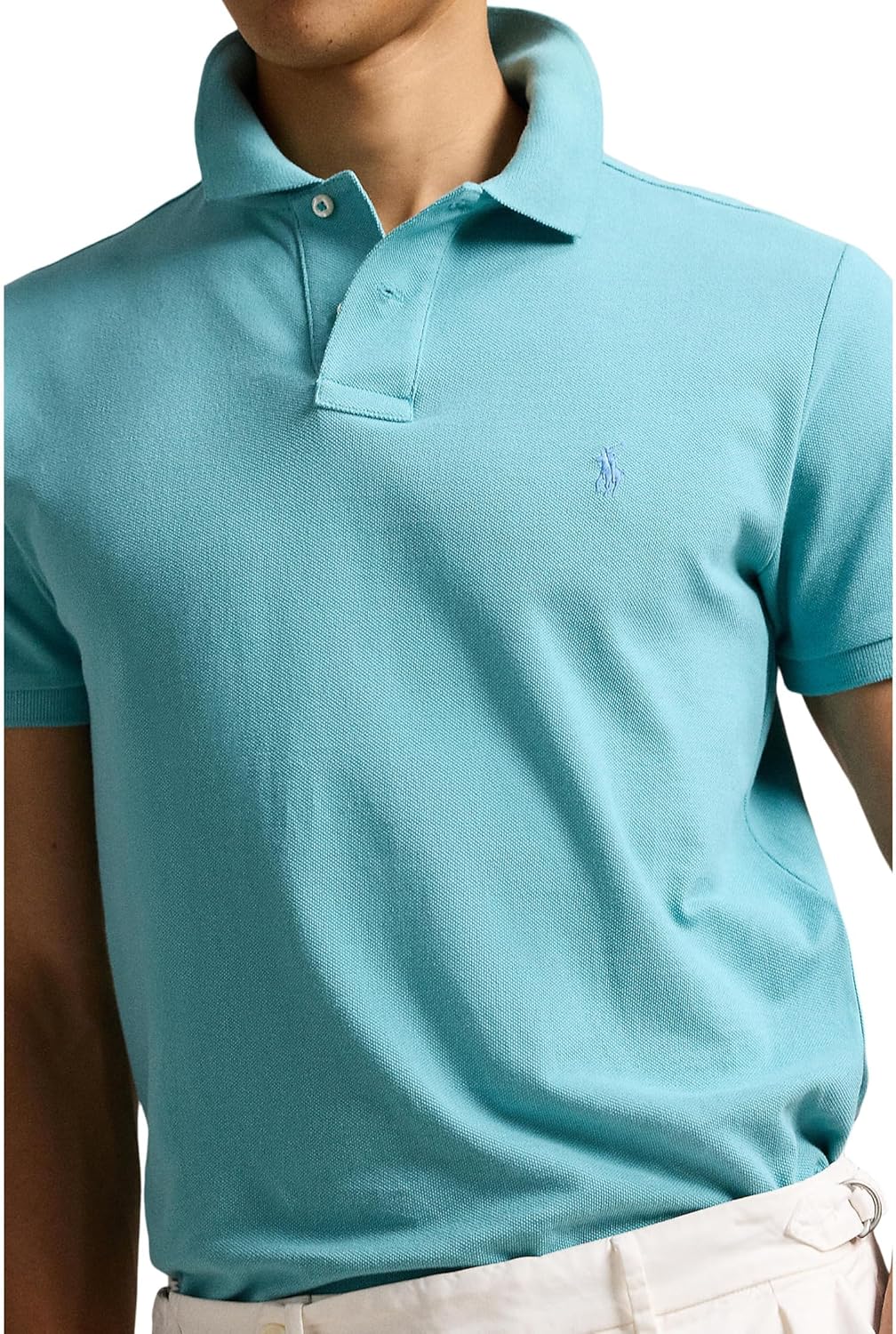 POLO RALPH LAUREN Мужская короткая футболка Solid Mesh - Classic, Deep Seafoam — фото 3