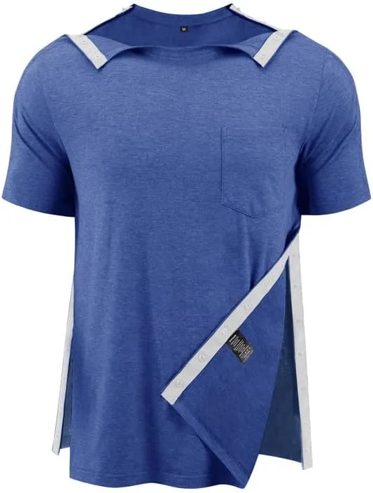 

Футболка для мужчин после операции на плече с коротким рукавом и полной застежкой UMIQER