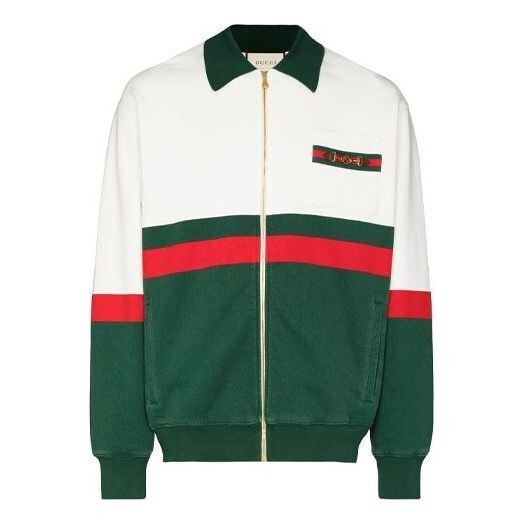 

Куртка web detail panelled zip-up cardigan 'white green' Gucci, белый
