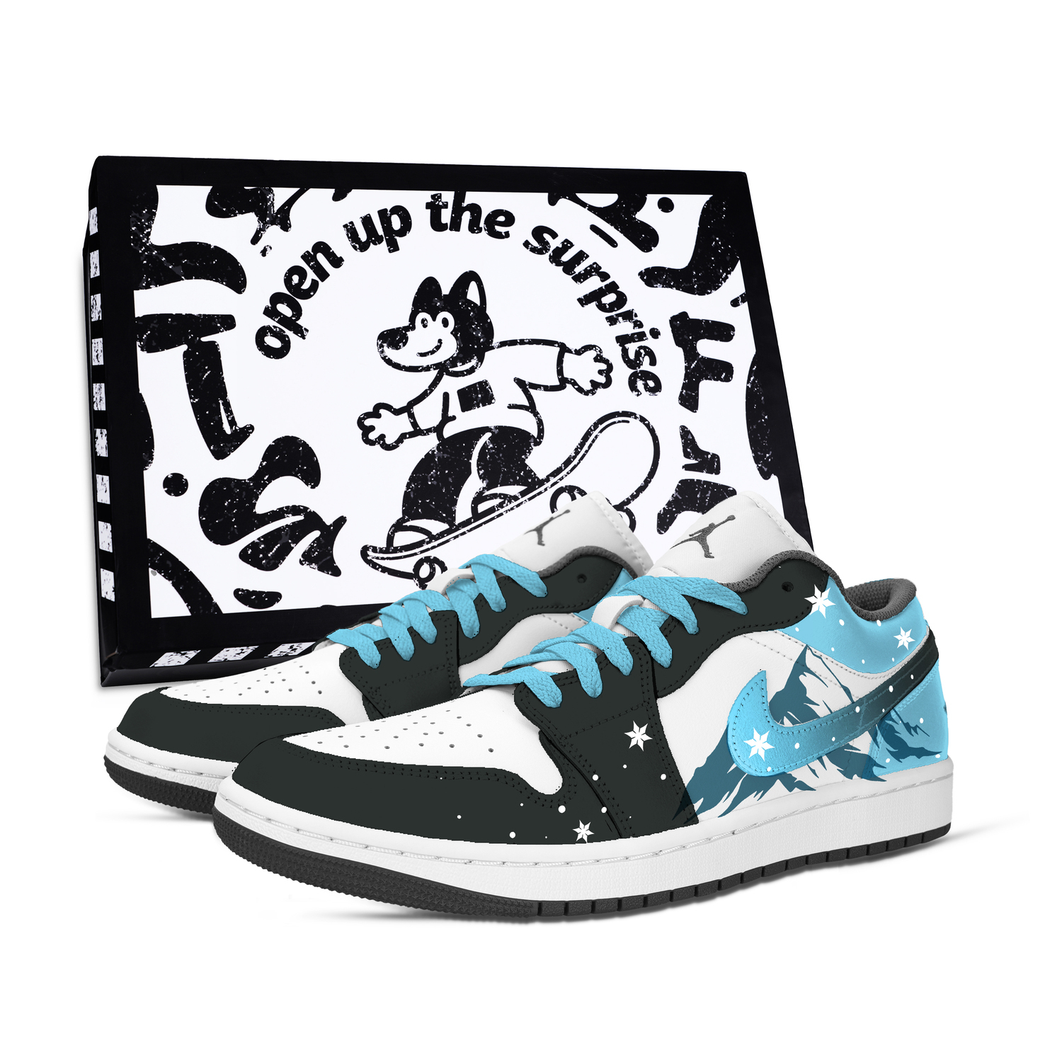 

Air 1 Snowfall Summit устойчивые к истиранию низкие баскетбольные кроссовки Unisex белый черный Jordan, синий белый черный