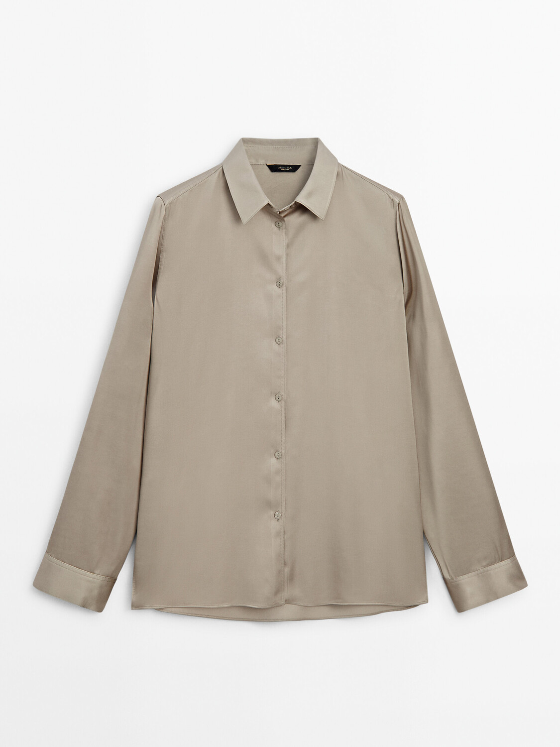 

Однотонная рубашка с длинными рукавами и шлицами Massimo Dutti, бежевый