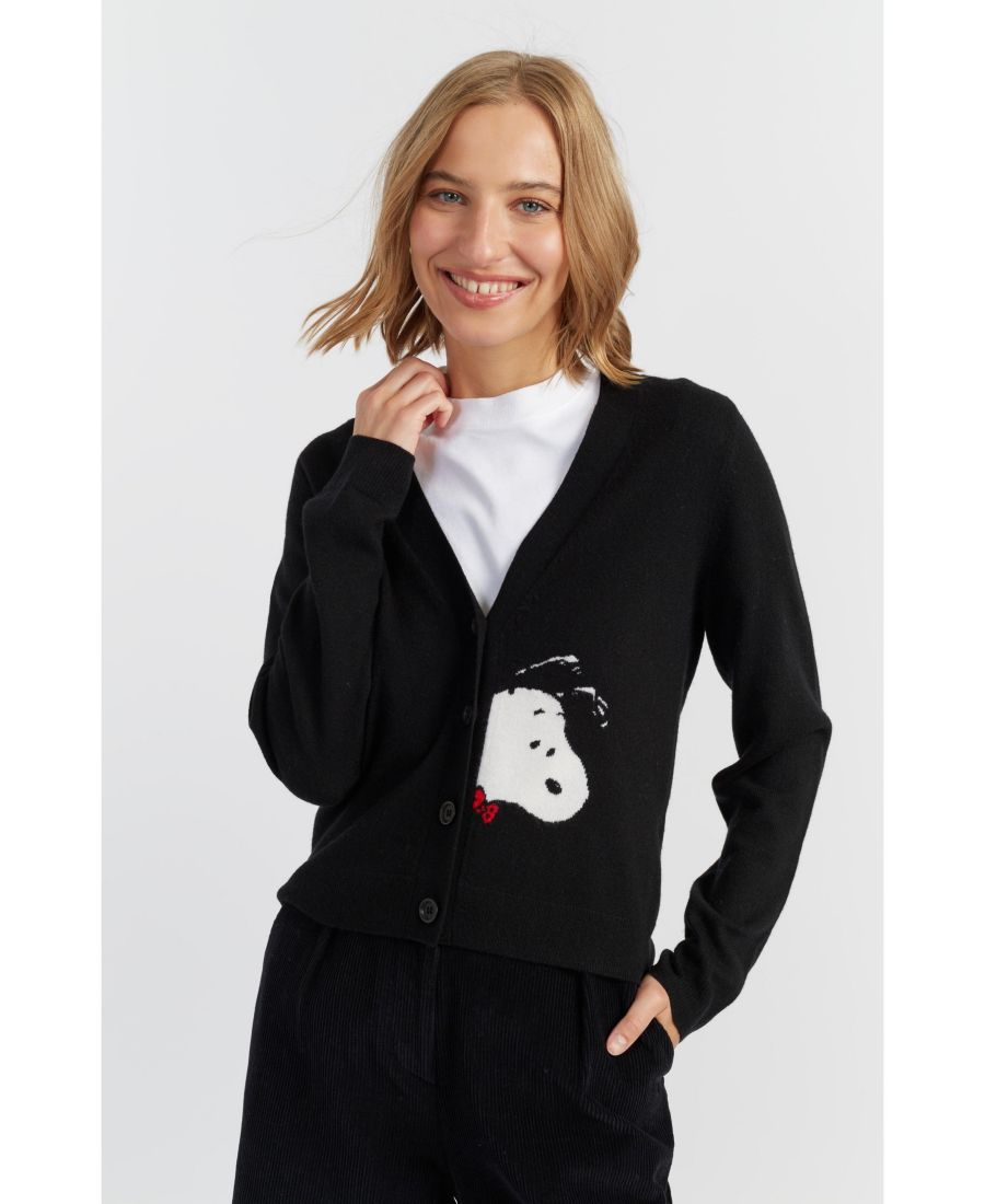 

Женский кардиган из шерсти и кашемира с изображением Снупи и бабочки Chinti & Parker, Black