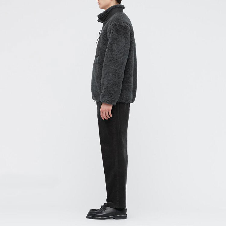 Флисовая куртка с длинными рукавами и застежкой-молнией Uniqlo, 08 темно-серый — фото 4
