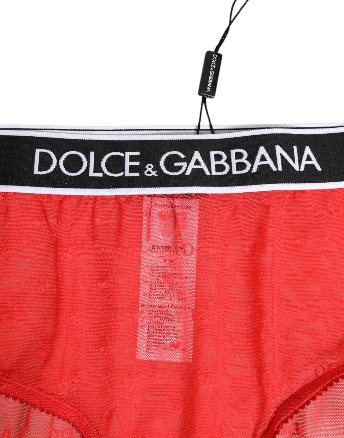 Красные нейлоновые трусики-слипы с логотипом на поясе Dolce & Gabbana, красный — фото 2