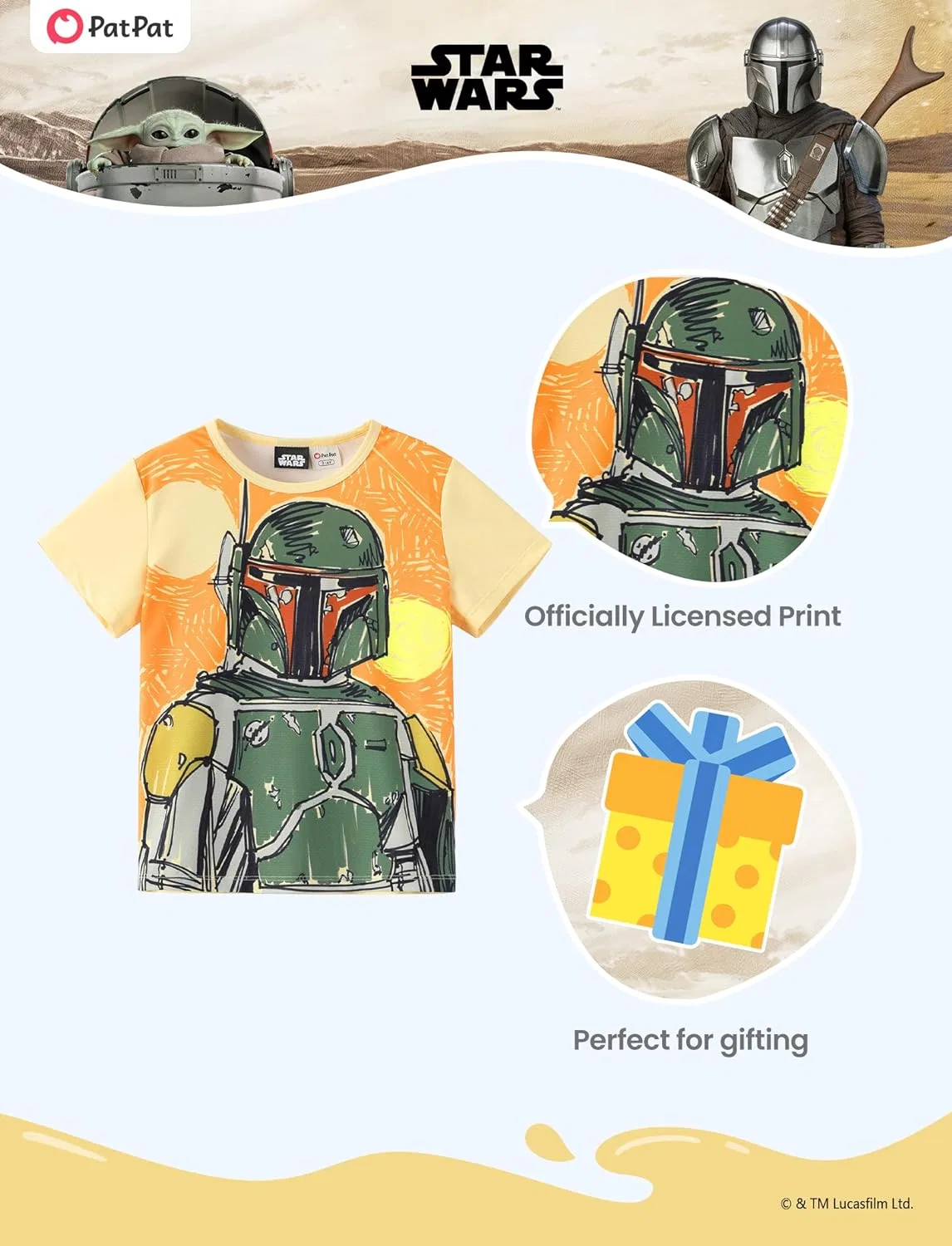 Футболка детская с принтом Star Wars Boba Fett, Disney, 2-9 лет, Star Wars Boba Fett — фото 2