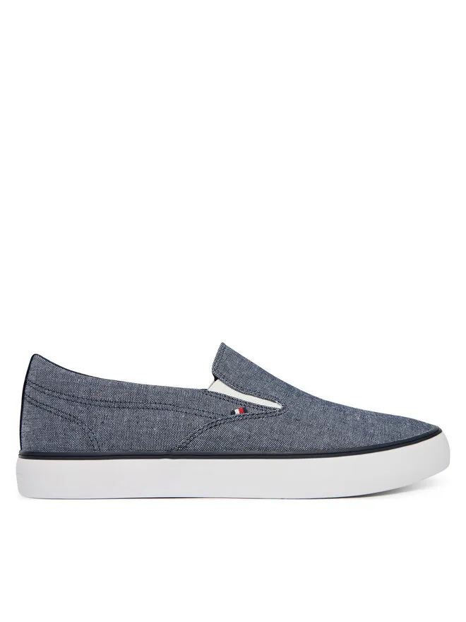 Tommy Hilfiger Кроссовки Harlem Core II Slip On из ткани шамбре FM0FM05819, синие